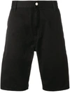 Carhartt Logo-patch Knee-length Bermuda Shorts In Black Rinsed