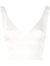 MURMUR MURMUR SKINNY-FIT CROP VEST TOP - NEUTRALS,SATINCANDYBRATOP12944506