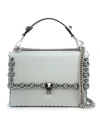 Fendi Embellished Kan I Shoulder Bag In F07ml-pearl Grey +palladiu