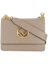 Fendi Kan I Small Leather Shoulder Bag, Light Gray In Taupe
