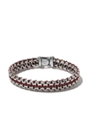 David Yurman Men's Woven Box Chain Bracelet In Sterling Silver In Red/silver