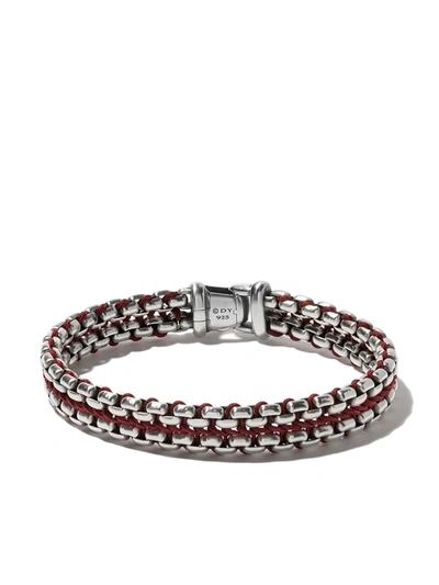 David Yurman Men's Woven Box Chain Bracelet In Sterling Silver In Red