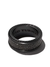 David Yurman Sterling Silver Streamline Three Row Diamond Band Ring (8.5mm) In Black