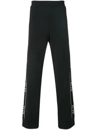 Valentino Vltn Viscose Blend Knit Track Pants In Black