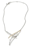 JOHN HARDY BAMBOO 18K GOLD & STERLING NECKLACE,NZ57003X16-18