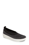 Fitflop Uberknit Slip-on Sneaker In Black Charcoal Fabric