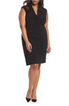 ADRIANNA PAPELL COWL NECK RUCHED MATTE JERSEY DRESS,AP1D102144