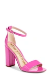 Sam Edelman Women's Yaro Leather Block Heel Sandals In Neon Fuchsia Patent Leather