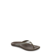 Olukai 'ho Opio' Leather Flip Flop In Dusty Olive/ Dark Java Fabric