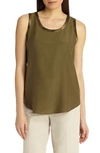 Lafayette 148 Perla Luxe Reversible Silk Charmeuse Shell In Lilypad