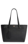 TORY BURCH SMALL ROBINSON LEATHER TOTE - BLACK,48380