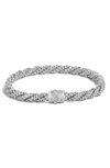 John Hardy Classic Chain Sterling Silver Extra Small Flat Twisted Chain Bracelet With Diamond Pave In Silver/ Diamond