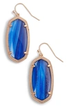 Kendra Scott Elle Drop Earrings In Navy Dusted Glass/ Rose Gold