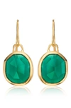 Monica Vinader Siren Semiprecious Stone Drop Earrings In Gold/ Green Onyx