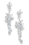 NINA LAYERED MARQUISE CUBIC ZIRCONIA STATEMENT EARRINGS,E-CORINTH