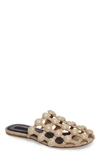 Alexander Wang Amelia Grid Studded Caged Leather Mule Flat In Cashmere