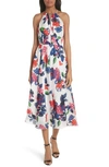 MILLY FLORAL PRINT DOUBLE KEYHOLE SILK DRESS,208FH013854