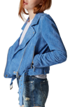 Blanknyc Suede Moto Jacket In Hydrangea