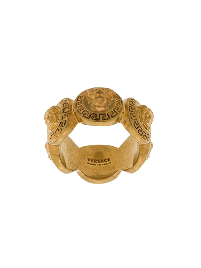 Versace Medusa Motif Ring In Grey