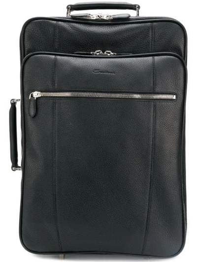 Santoni Pebbled Suitcase In Black