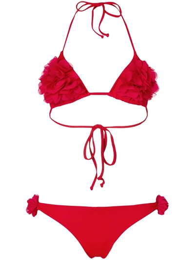 La Reveche Shayna Frill Detail Bikini In Red