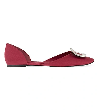 Roger Vivier Rhinestone Chips Ballerinas In Silk In Red