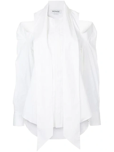 Monse Cold-shoulder Neck Tie Shirt In White