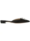Paul Andrew 10mm Crystal Embellished Satin Mules In Black