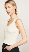 Amo Ribbed Cropped Tank Top In White