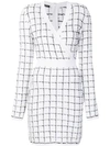 BALMAIN CHECKED V-NECK DRESS,133667M14312952033