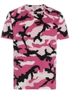 Valentino Camouflage-print Cotton-jersey T-shirt In Pink