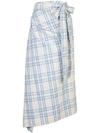 ROSIE ASSOULIN DRAPED CHECKED SKIRT,182S05CCBL12950031