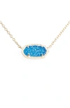 Kendra Scott Elisa Pendant Necklace In Cobalt Drusy/ Gold