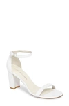 Stuart Weitzman Nearlynude Ankle Strap Sandal In White Nappa