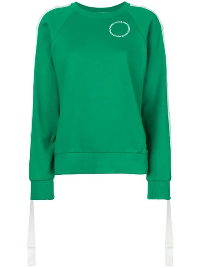 Monse Printed Cotton-jersey Sweatshirt In Green And White