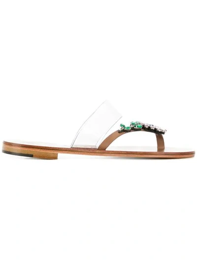 Álvaro González Embellished Flat Sandals In Neutrals