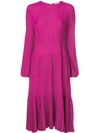 N°21 Long-sleeve Pleated Midi Dress In Pink