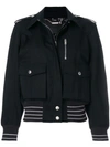 Givenchy Leather-trimmed Cotton-twill Jacket In Blue