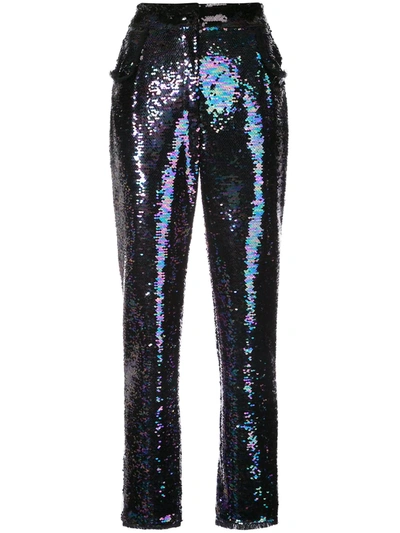 Balmain Sequin Embellished Trousers Blue In Multicolour