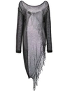 Lost & Found Mesh Knit Fringe Pullover In Black