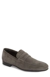 To Boot New York Alek Suede Penny Loafers In Grey Suede