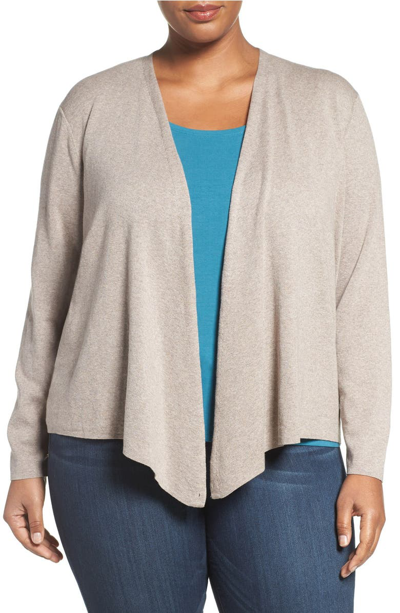 Nic + Zoe '4-way' Three Quarter Sleeve Convertible Cardigan In Mushroom