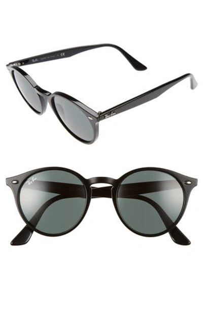 Ray Ban Highstreet 51mm Round Sunglasses - Black In Green