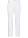 Re/done High Rise Rigid Stove Pipe Jeans White 28 In White