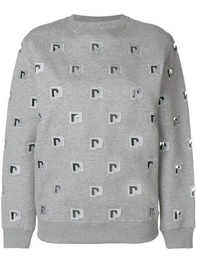 Paco Rabanne Logo Embroidered Sweatshirt In Grey
