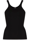 Re/done Black Hanes Edition Ribbed Tank Top In Black