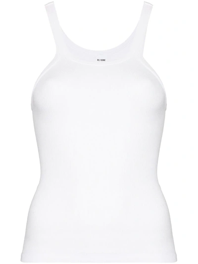 Re/done White Originals Ribbed Tank Top