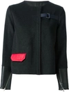 JAMIE WEI HUANG JAMIE WEI HUANG CONTRASTING CUFFS AND POCKET STRAIGHT JACKET - BLACK,JW14T0210792522