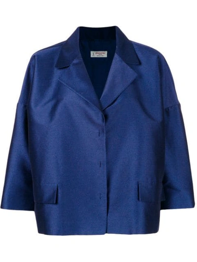 Alberto Biani Oversized Cropped Jacket In Blue