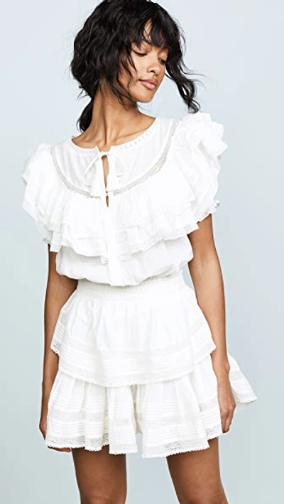 Loveshackfancy Liv Tier Ruffle A-line Tunic Dress In Antique White